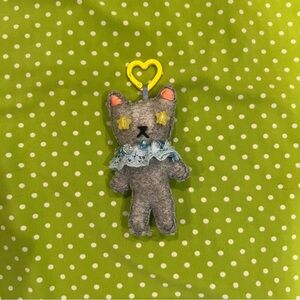Gray Felt Cat Keychain